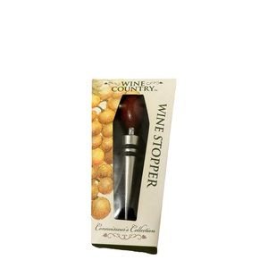 Wine Country Connoisseur’s Collection Wine Stopper. Chrome w/wooden ball. NIB